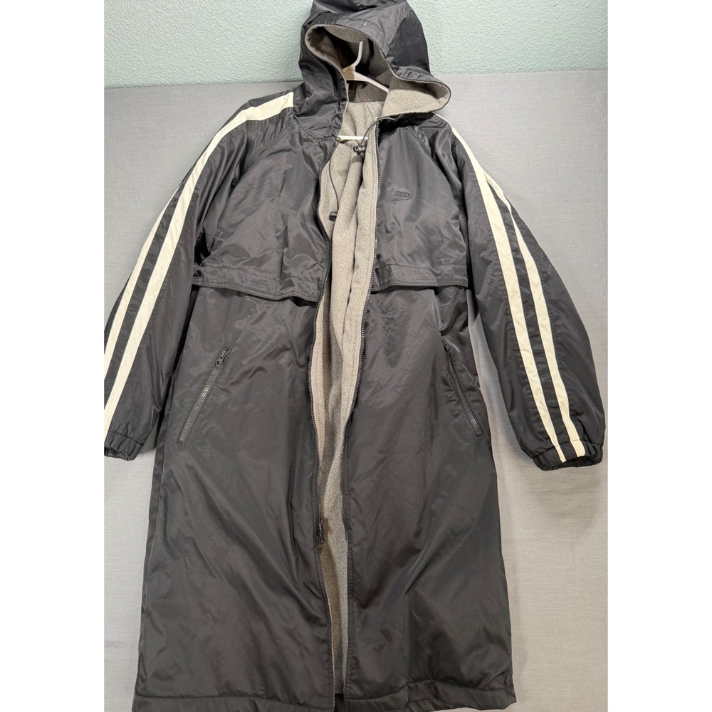 Speedo Youth Medium Black Fleece Lined Hooded Swim Warm Up Parka Coat Jacket Zip